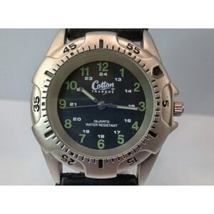 Cotton Traders Quartz Men's Watch 39mm Black Dial Rubber Strap New Battery